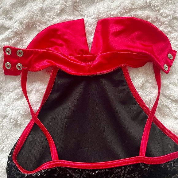 Weissman dance dress, tutu, girls 7/8, red and black, sequins. - Picture 5 of 8